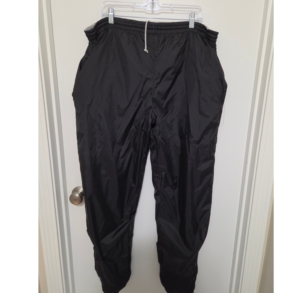 Athletic Works Mens L Black Nylon Track Pants Jersey Lined Joggers RN 52469